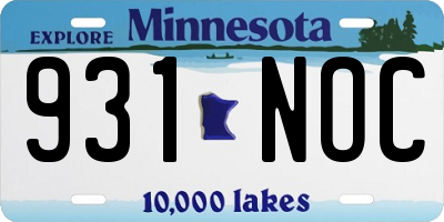 MN license plate 931NOC