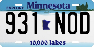 MN license plate 931NOD