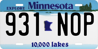 MN license plate 931NOP