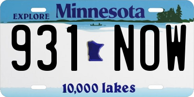MN license plate 931NOW