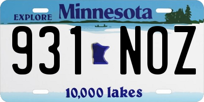 MN license plate 931NOZ