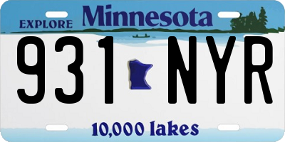MN license plate 931NYR
