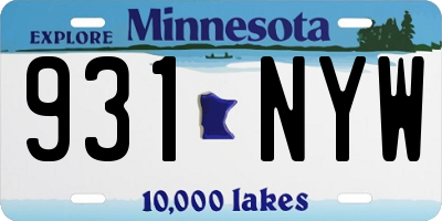 MN license plate 931NYW