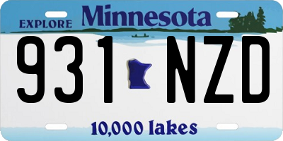 MN license plate 931NZD