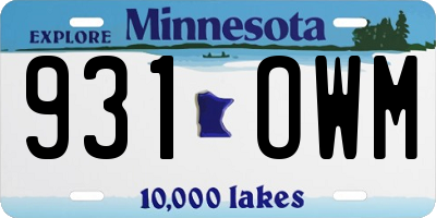 MN license plate 931OWM