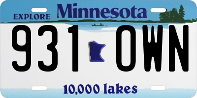 MN license plate 931OWN