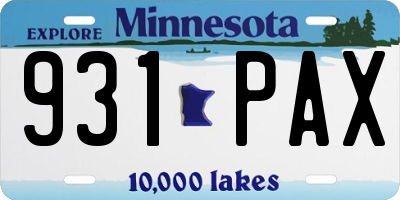 MN license plate 931PAX