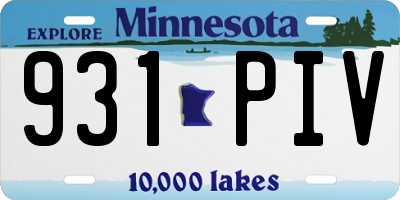 MN license plate 931PIV