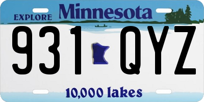 MN license plate 931QYZ