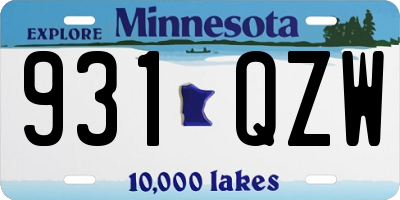 MN license plate 931QZW