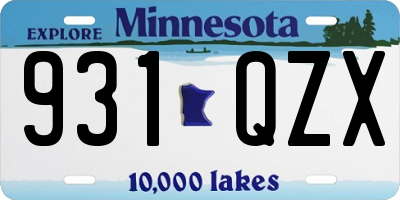MN license plate 931QZX