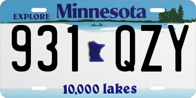 MN license plate 931QZY