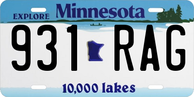 MN license plate 931RAG