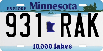MN license plate 931RAK