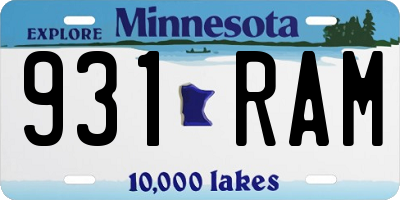 MN license plate 931RAM