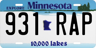 MN license plate 931RAP