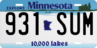 MN license plate 931SUM