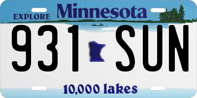 MN license plate 931SUN