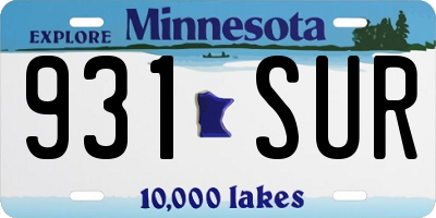 MN license plate 931SUR