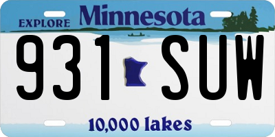 MN license plate 931SUW