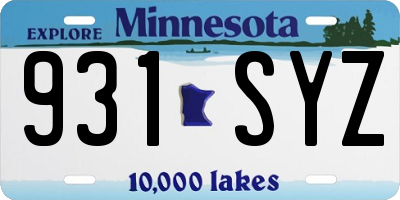 MN license plate 931SYZ