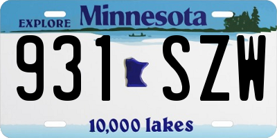 MN license plate 931SZW