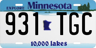 MN license plate 931TGC