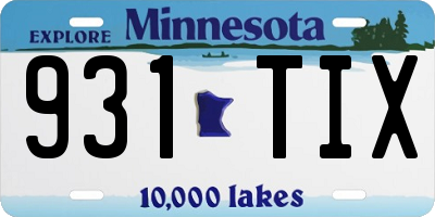 MN license plate 931TIX