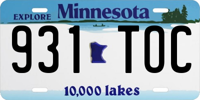 MN license plate 931TOC