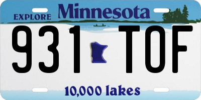 MN license plate 931TOF