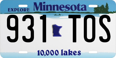 MN license plate 931TOS