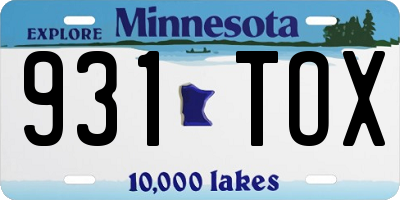 MN license plate 931TOX