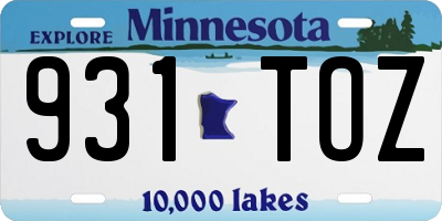 MN license plate 931TOZ