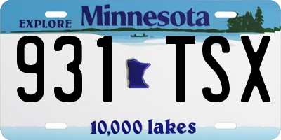 MN license plate 931TSX