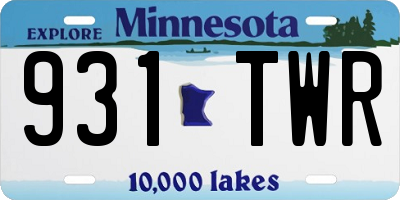 MN license plate 931TWR