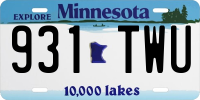 MN license plate 931TWU