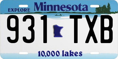 MN license plate 931TXB