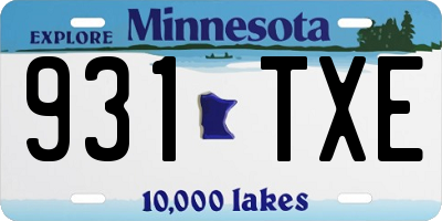 MN license plate 931TXE