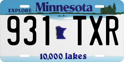 MN license plate 931TXR