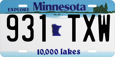 MN license plate 931TXW