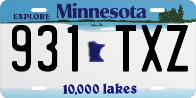 MN license plate 931TXZ