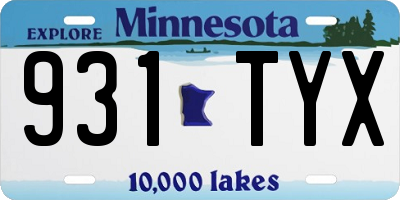 MN license plate 931TYX