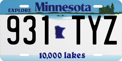 MN license plate 931TYZ
