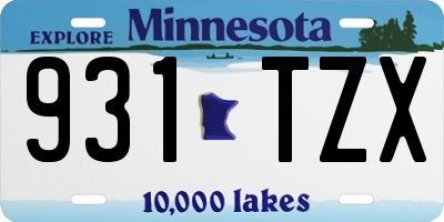 MN license plate 931TZX