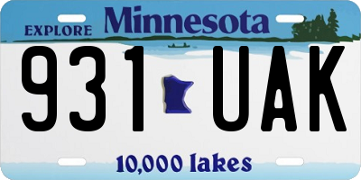 MN license plate 931UAK