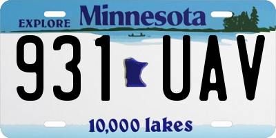 MN license plate 931UAV