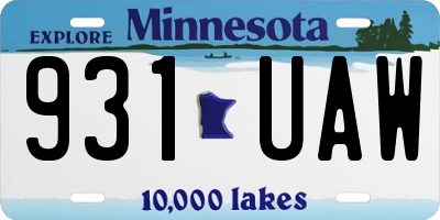 MN license plate 931UAW