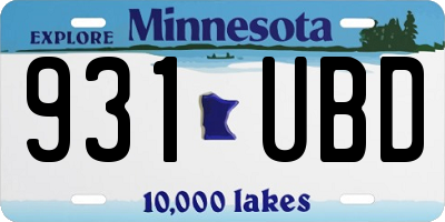 MN license plate 931UBD