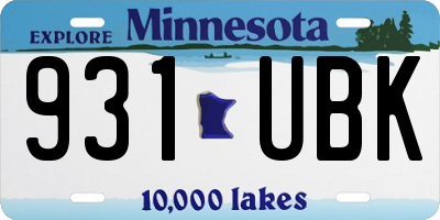 MN license plate 931UBK