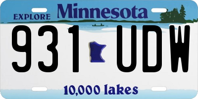 MN license plate 931UDW